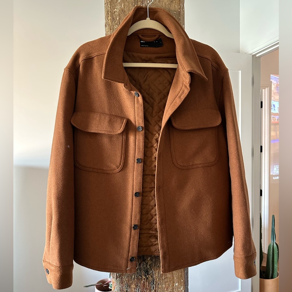 ASOS chestnut brown men’s wool jacket with liner. Size Large